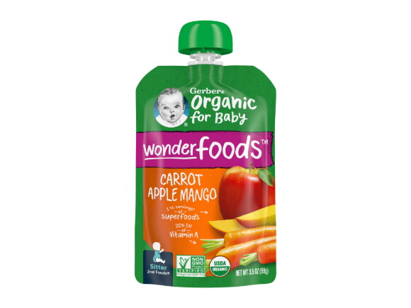 GERBER Organic Pouch Puree - Carrot Apple Mango